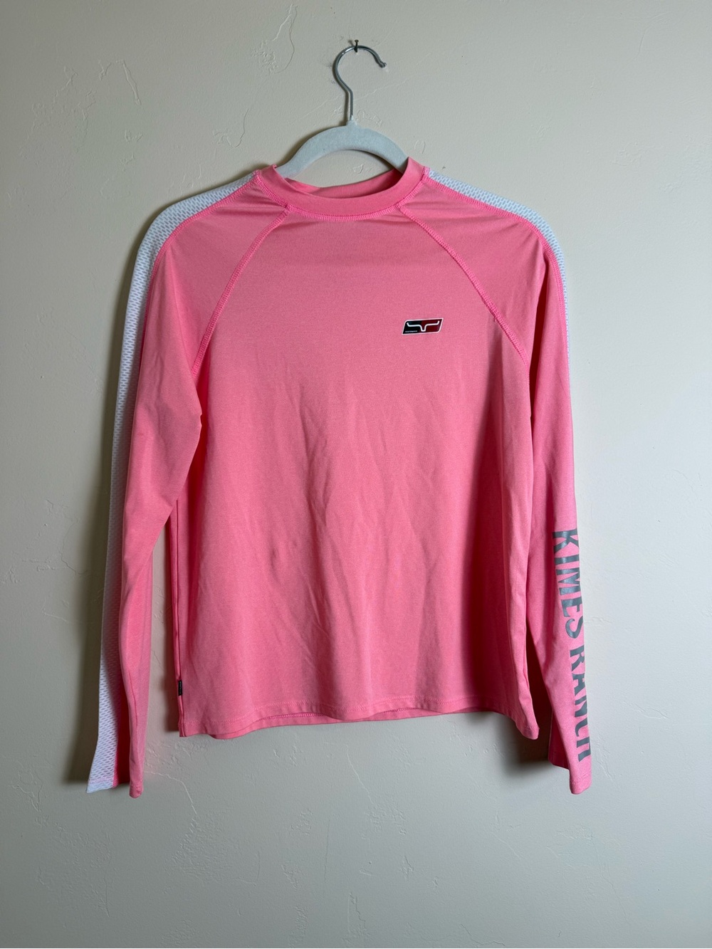 Kimes ranch K1 Pink Long Sleeve Performance Tech Shirt with mesh sleeves size s